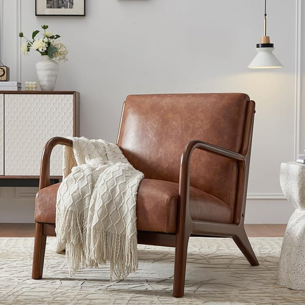 Wondrous Iconic Living Room Accent Arms Bedroom Office Apartment Reading Chair Single Faux Leather Wayfair